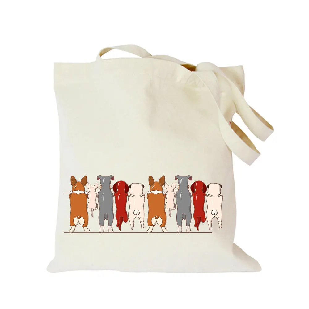 2019 Pet dog series canvas bag customized eco custom tote bag custom made shopping bags with logo  Dachshund Shepherd Dog Poodle (4)