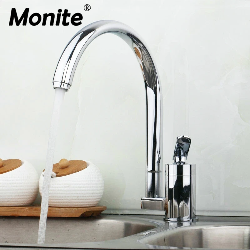 

Monite 360 Swivel Deck Mount Single Handle Rotated Kitchen Chrome Bathroom Basin Sink Water Vessel Lavatory Tap Mixer Faucet