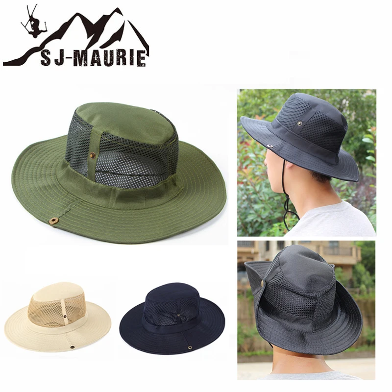

Breathable Fishing Cap Outdoor Sports Caps Fishing Hiking Sun Protection Fisherman Boonie Net Hats crema solare alpinismo cap