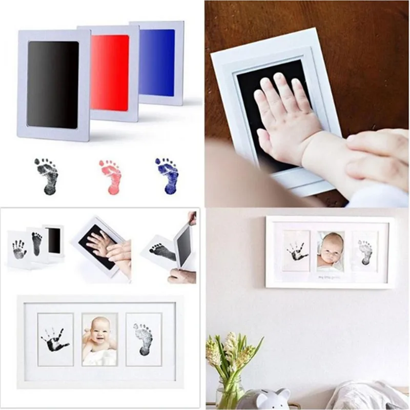 

An Included Clean-Touch Ink Pad Hand & Footprint Makers Baby Souvenirs Baby Handprint Footprint Photo Frame Kit With Hand Makers