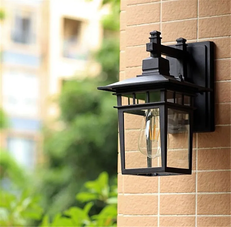 Lâmpada de Parede Luzes do Jardim ao ar Portão do Jardim Lâmpadas de Parede Luzes da Varanda Lanterna à Prova Livre Decoração Pátio Corredor Água Preta d' 7 High Quality Luzes e Iluminação