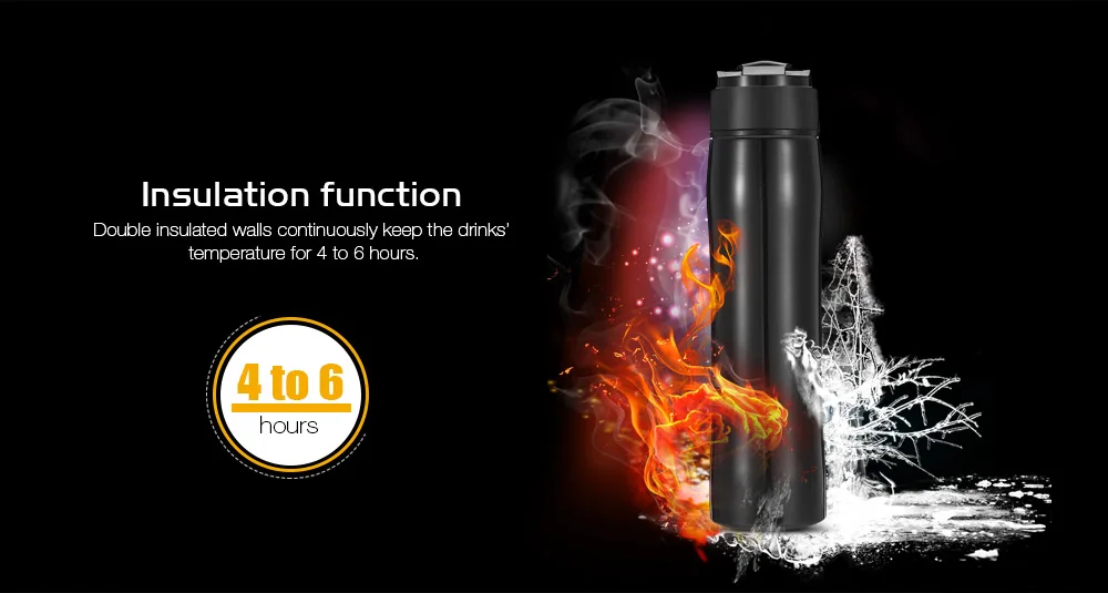 Self-lock Portable French Press Coffee Tea Maker Bottle with Separation Filter