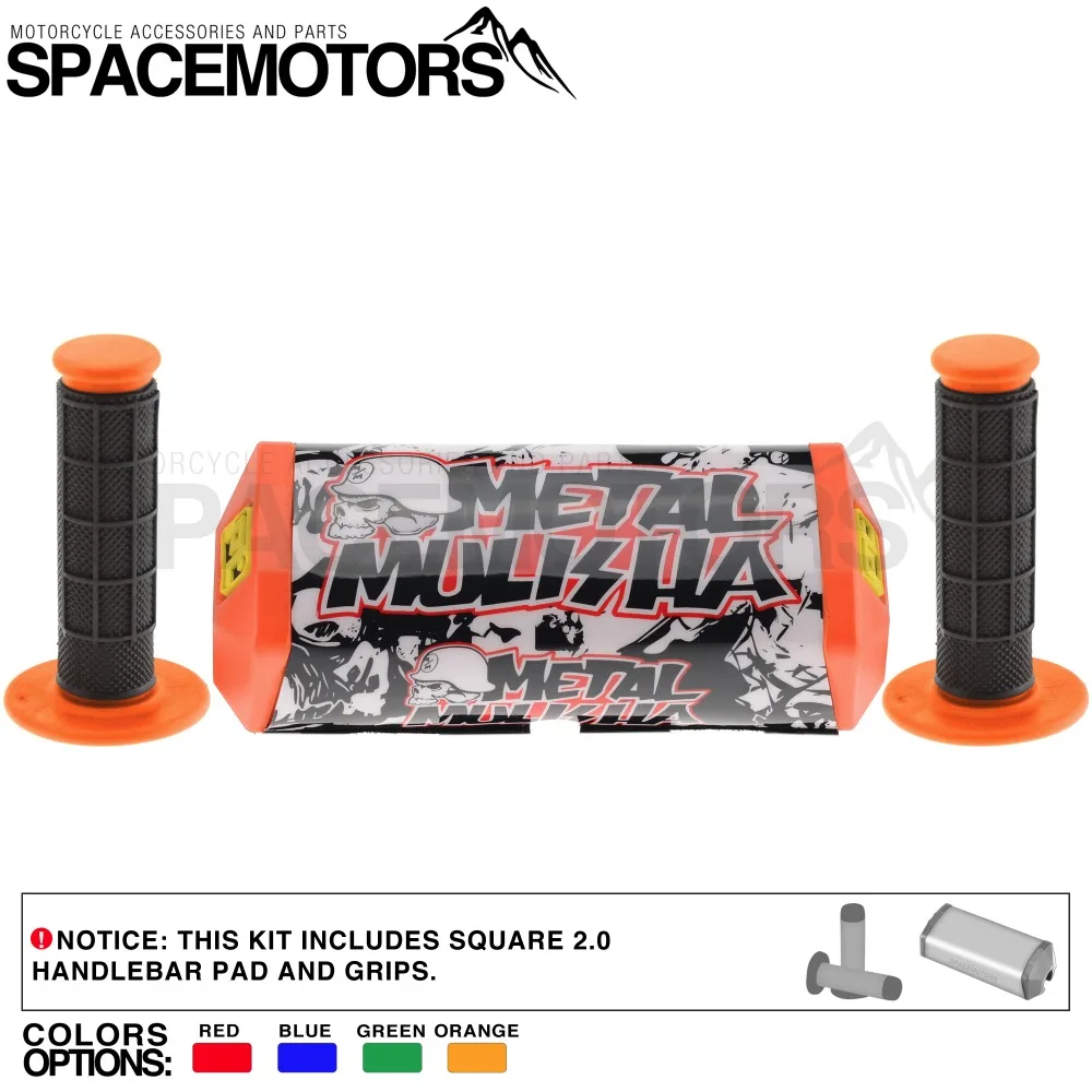 Handlebar grips & Metal Mulisha chest protector pad kit set for