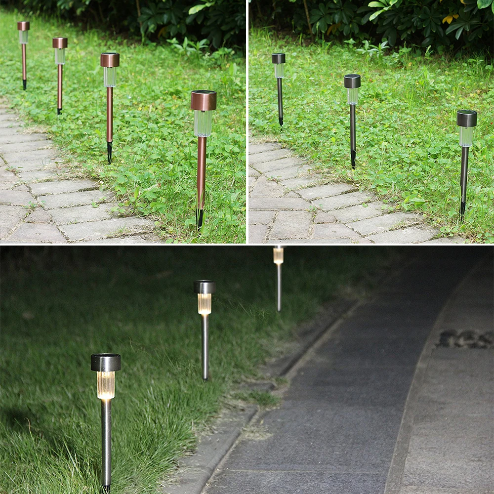 Solar do Gramado Água para Jardim ao ar Ip44 à Prova Lote Paisagem Inoxidável Caminho Dwaterproof Livre Branco Quente Holofotes Lâmpada Solar 12 Pçs - Luz 8 paisagem inoxidável caminho luz ip44 à prova