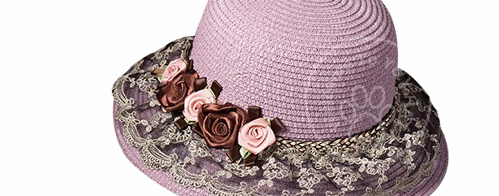 Элегантная новая кружевная соломенная шляпа от солнца для женщин, чайные вечерние шляпы, женские цветочные кружевные пляжные кепки, солнцезащитный козырек, шляпа Trilby Summer YY60168