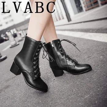 

LVABC New Women Martin boots 2018 Winter Warm Botas Feminina Female Motorcycle Ankle Boots Fashion Women boots Plus size 34-45