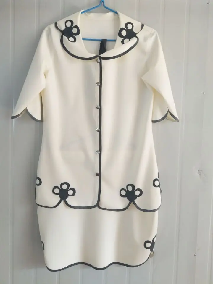 100% латексная резина женский модный Drees белый с черной деталью костюм набор XXS-XXL |
