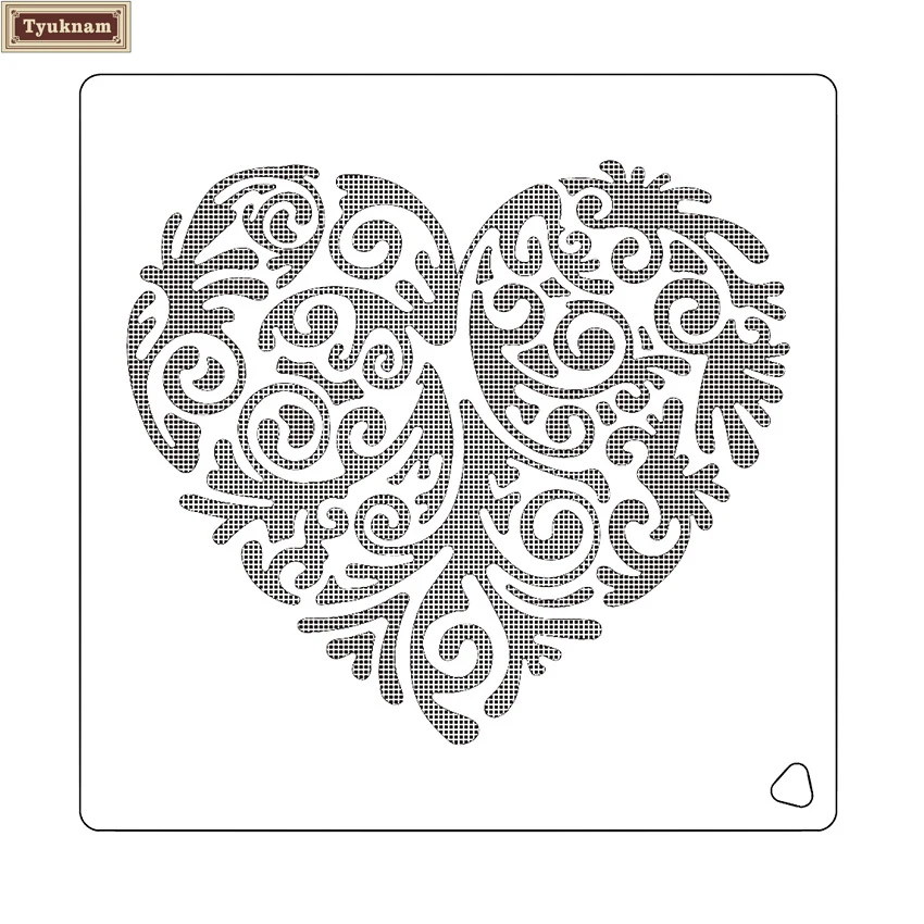 Heart 6" Pattern Cake Stencil, Coffee Milk Cupcake Cookie Airbrushin