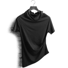 Summer new men's clothing of irregular solid color of cultivate one's morality short sleeve T-shirt Alternative popular tide
