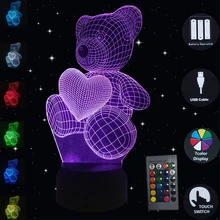 Table Lamp Teddy Bear 7 Colors Change 3D Night Light USB Luminaria LED Touch Dest Lamp Decorative Home Lighting Christmas Gifts Table Lamp Teddy Bear 7 Colors Change 3D Night Light USB Luminaria LED Touch Dest Lamp Decorative Home Lighting Christmas Gifts