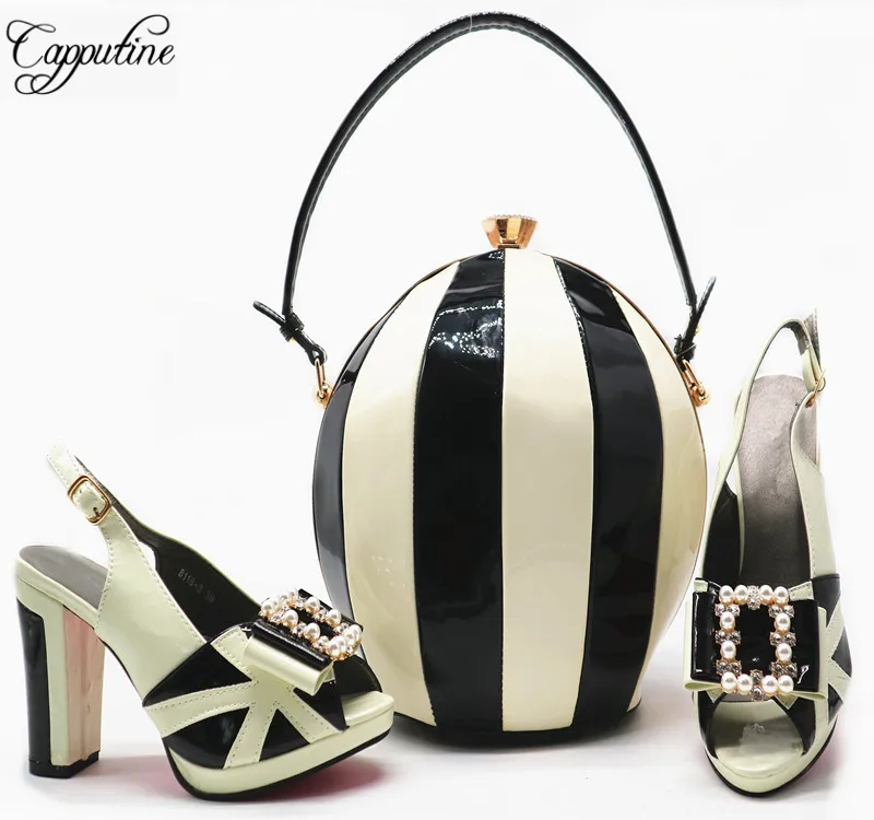 New Arrival PU Leather Woman Shoes And Bag Set For Wedding Party Fashion High Heels Shoes And Evening Bag Set 6Colors Stock G55