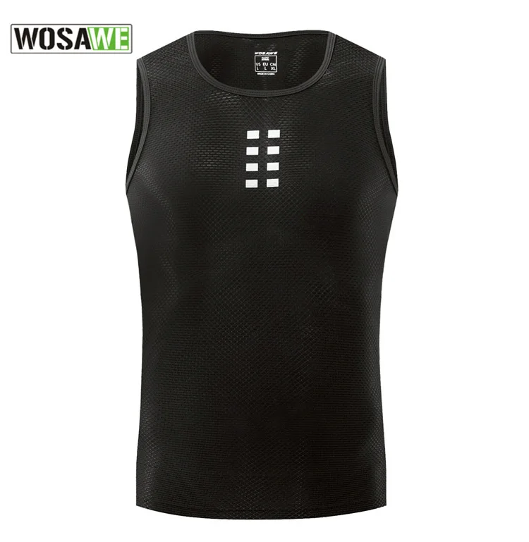 

WOSAWE Men Summer Breathable Bicycle Undershirt Keep Dry Reflective Cycling Sleeveless Jersey Bike Sports Clothing