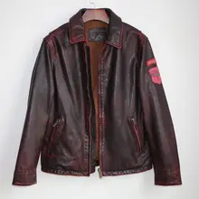 Весенняя осенняя одежда Мужская Натуральная овечья кожа моторное пальто с нашивкой армейская военная куртка для мужчин xxl 2xl