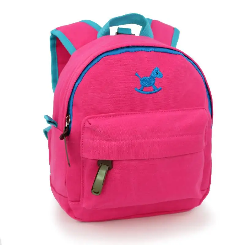 Хлопковый детский холщовый рюкзак, милый трехмерный мультяшный вышитый рисунок, анти-потеря, школьный ранец с ремнями безопасности - Цвет: pink