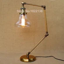 Ретро Золотой Кофе магазин настольная лампа Стекло тени Винтаж настольная лампа затемнения 40 Вт EDISON ЛАМПЫ Спальня бар Настольный свет стол свет