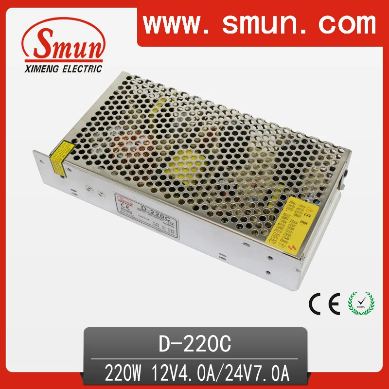 

SMUN D-220C 220W 220V Input to 12V4A 24V7A Dual Output Switching Power Supply Special Designed for LCD Television TV