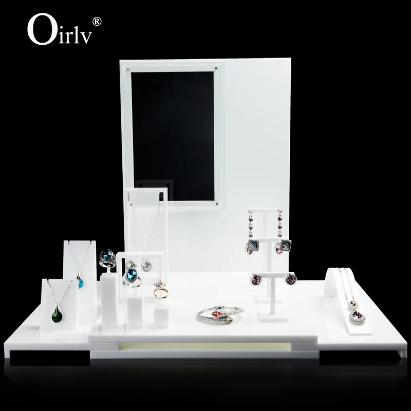 

FANXI DHL Express Shipping Custom Acrylic White Jewelry Display Stand Jewelry Set Rack for Jewelry Display Organizer