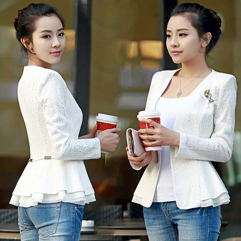 

Fashion Plus Size 3XL 4XL Women's Blazers Outerwear New 2019 Spring Lace Blazer Women Suits Short Slim Ladies Blazers Coat