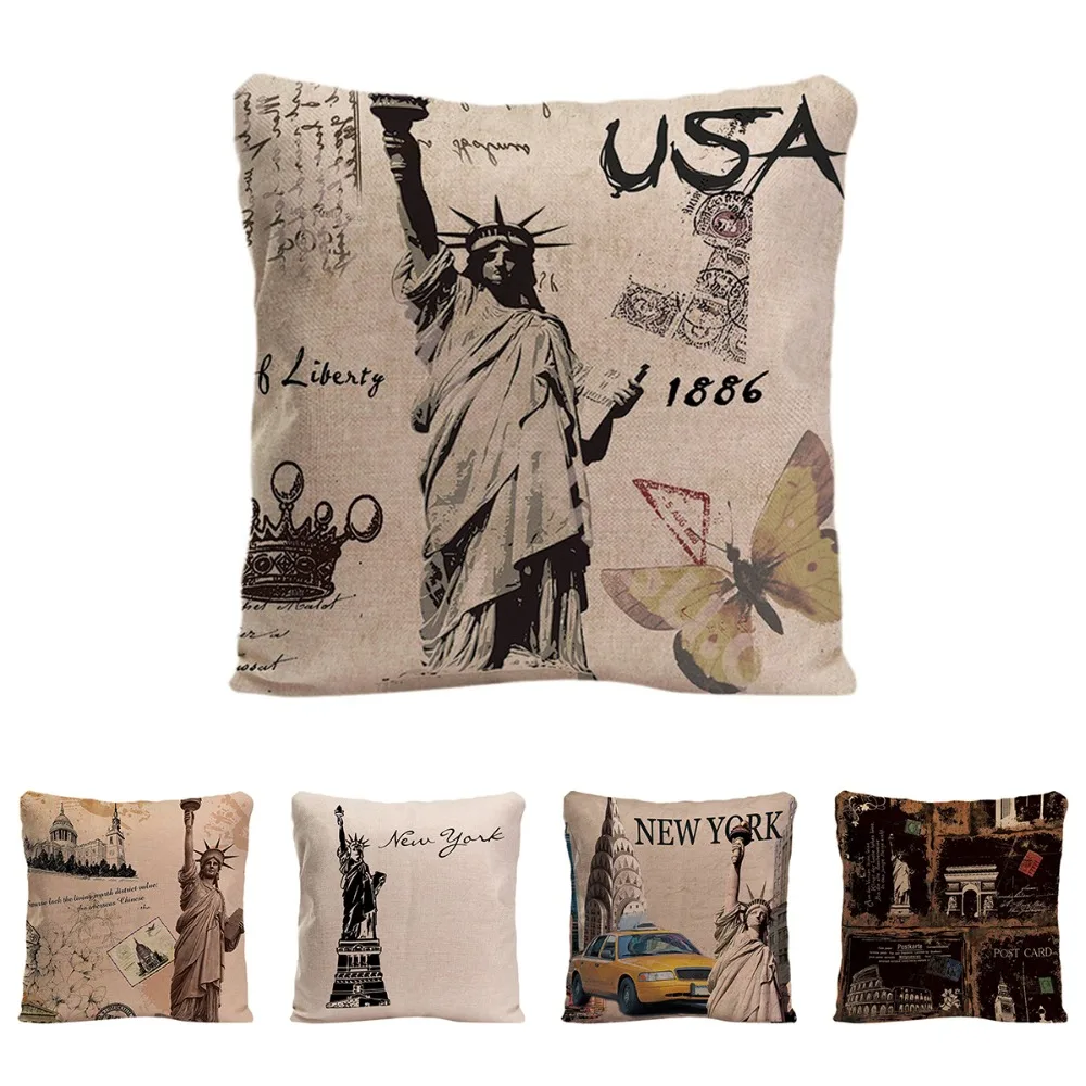 Статуя Свободы Наволочка декоративная подушка для дивана Чехлы автомобильные Нью-Йорк Открытка Наволочка льняная домашний декор наволочка