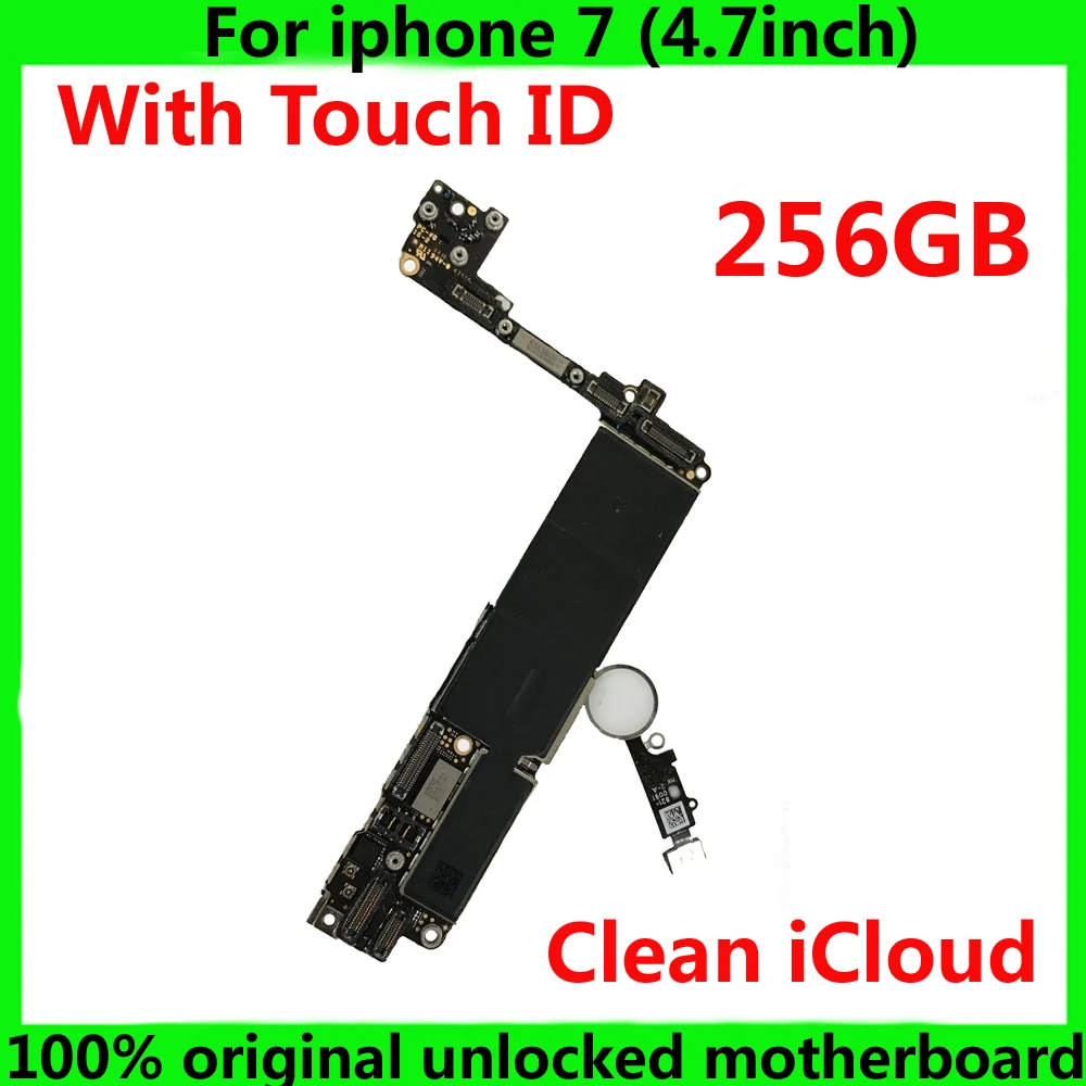 

With / NO Touch ID motherboard for iphone 7 256GB Original IOS system logic board+chips Full Function unlocked iCloud mainboard