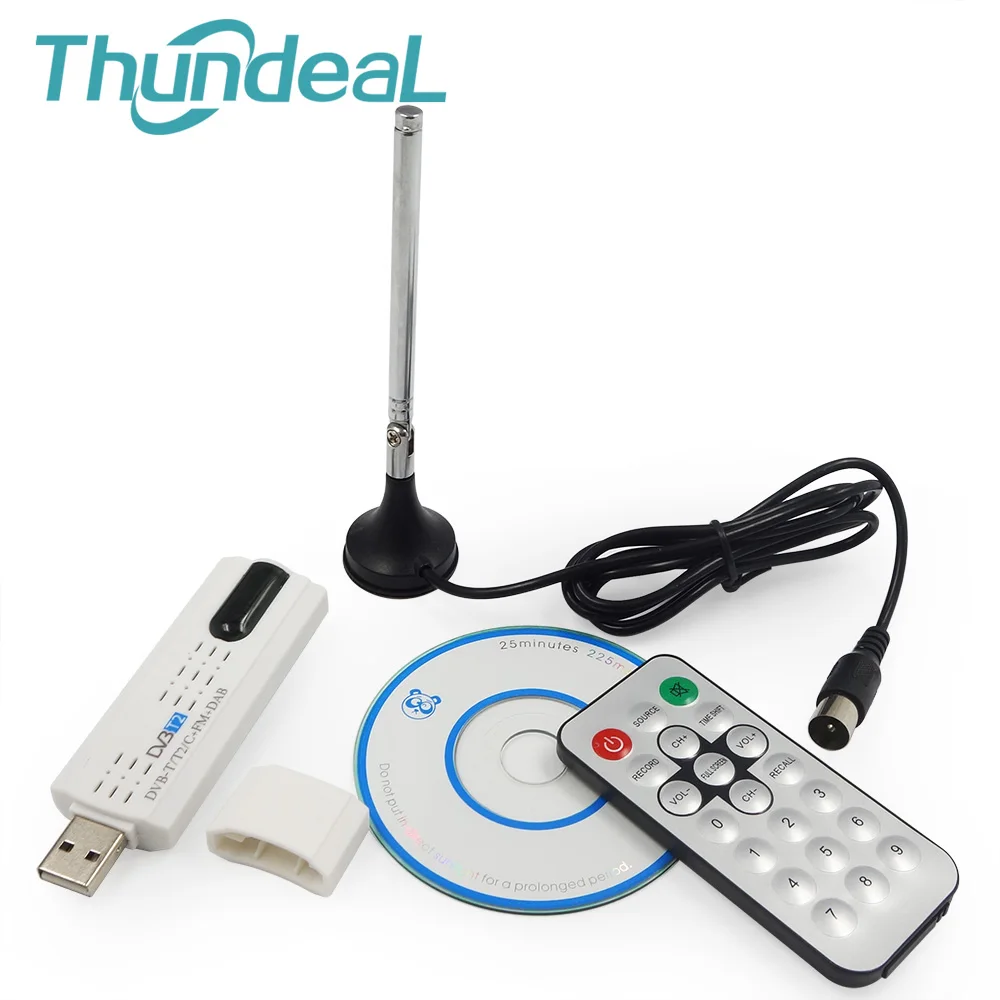 Mugast Digital DVBT2 TV Stick Tuner,Tragbar USB 2.0 DVB-T2//T//C+FM+DAB+SDR HDTV Receiver mit Antenne,Digitaler HDTV Stick Empf/änger Fernbedienung Tuner Receiver f/ür PC Computer