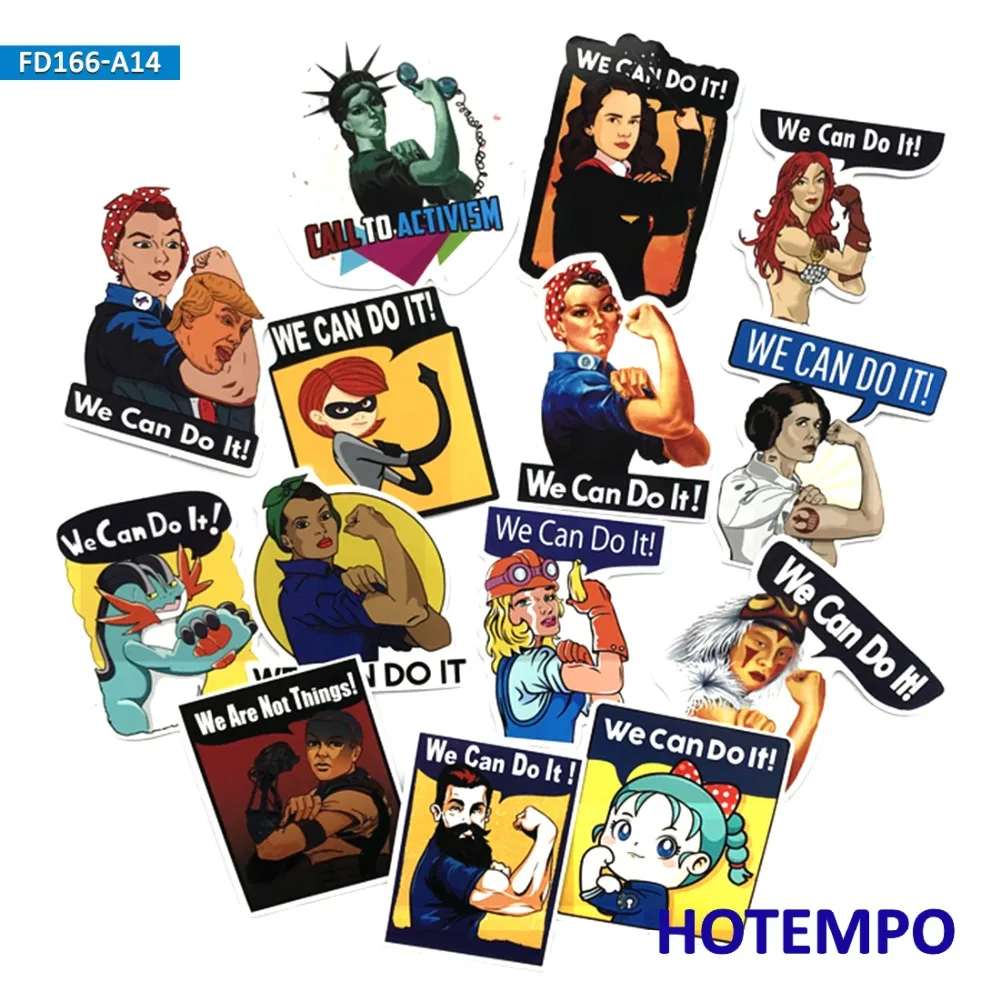 

14pcs Retro Vintage We Can Do It Rosie The Riveter Poster Stickers for Mobile Phone Laptop Luggage Skateboard Bike Car Stickers