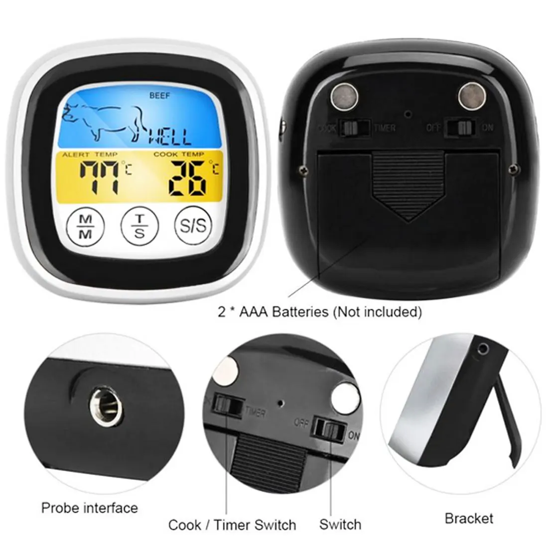 

1PC Timer Cooking Kitchen Bbq Meat ThermoPro Digital Thermometer for Oven Digital Lcd Display Probe Food Thermometer