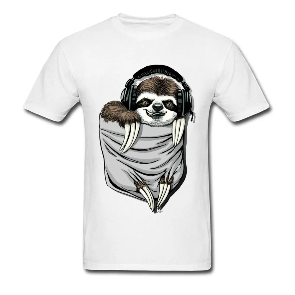 Sloth in My Pocket Men T-shirts 2018 Discount Geek Tops Shirt Cotton Crewneck Short Sleeve Summer Sweatshirts Thanksgiving Day Sloth in My Pocket white