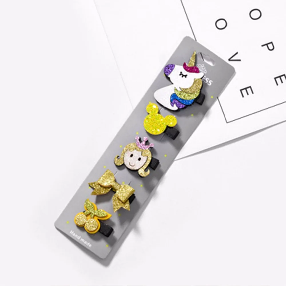 5PCS/Lot Sequin Hair Clips for Girls Kids Women Hairpin Barrettes Cartoon Animal Hairgrip Headwear Accessories Drop Shipping