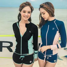 Женский комплект бикини из трех предметов в Корейском стиле, Новое поступление, лоскутный бикини с длинным рукавом для защиты от солнца, купальный костюм uimapuku