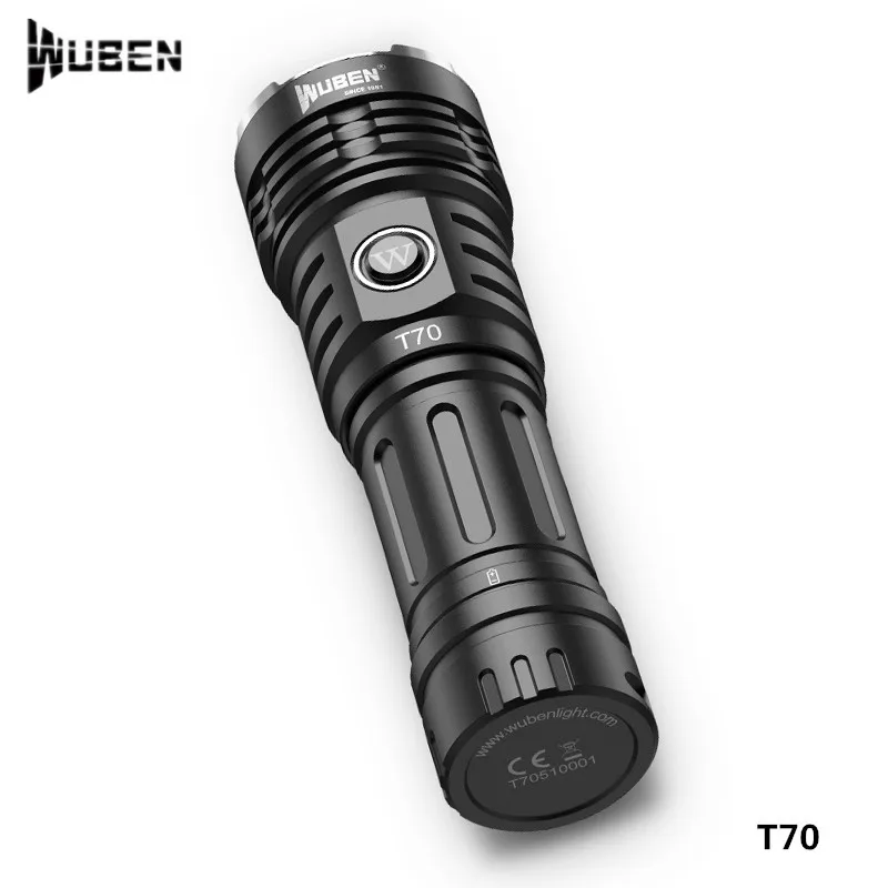 Wuben T70 250 м 4200LM Cree XHP 2,0 светодиодный перезаряжаемый фонарик типа C 26650 индикация батареи аварийный фонарь