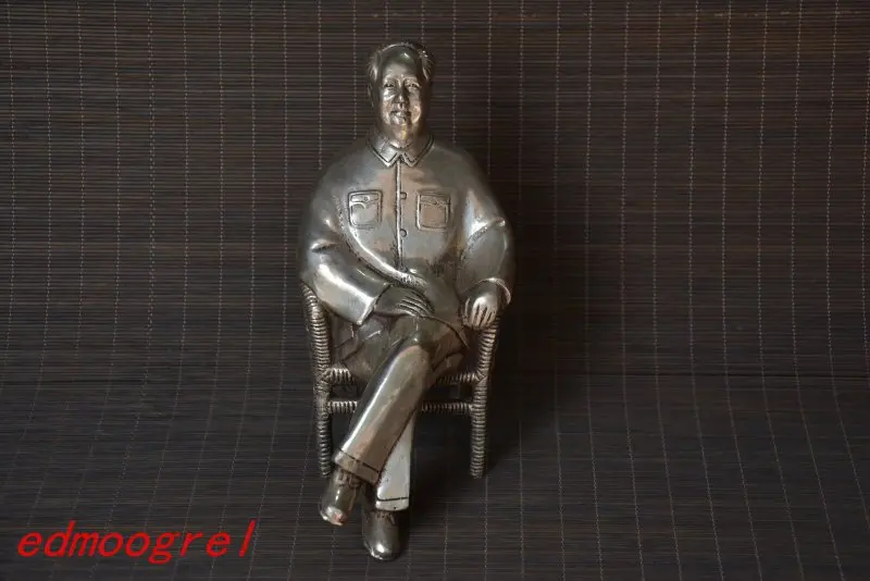 

Antique Old QingDynasty silver carving--Chinese leader - Mao Zedong statue, hand crafts,best collection&adornment,free shipping