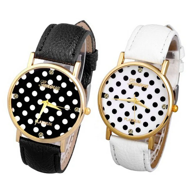 

2019 New Models Simple Fashion Women Watches Brands Watch Polka Dot Dial Quartz Trend Leather Strap Wrist Watch Relogio Feminino