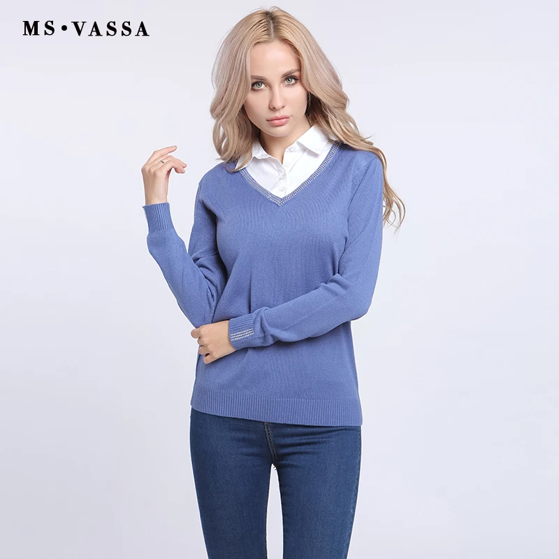 MS Vassa пуловеры женские 2019 новый осенне-зимний женский свитер с отложным