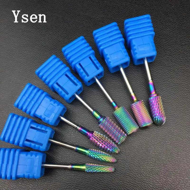 

7 Type Rainbow Nano Coating Tungsten Carbide Burrs Nail Drill Bits For Electric Manicure Drill Nail Art Accessories Tools