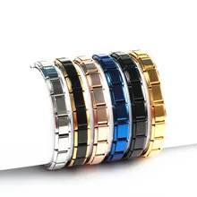 

Again Jewel Women's Jewelry 9mm Width Itanlian Elastic Charm Bracelet Fashion Silver Stainless Steel Bangle