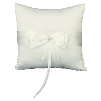

Faux Pearl Decorated Wedding Ring Pillow Cushion Bearer 20 x 20cm---Ivory