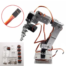 DIY Aluminium Robot 6 DOF Arm Mechanical Robotic Arm Clamp Claw Mount DIY Kit W/Servos Servo Horn for Arduino-Silver