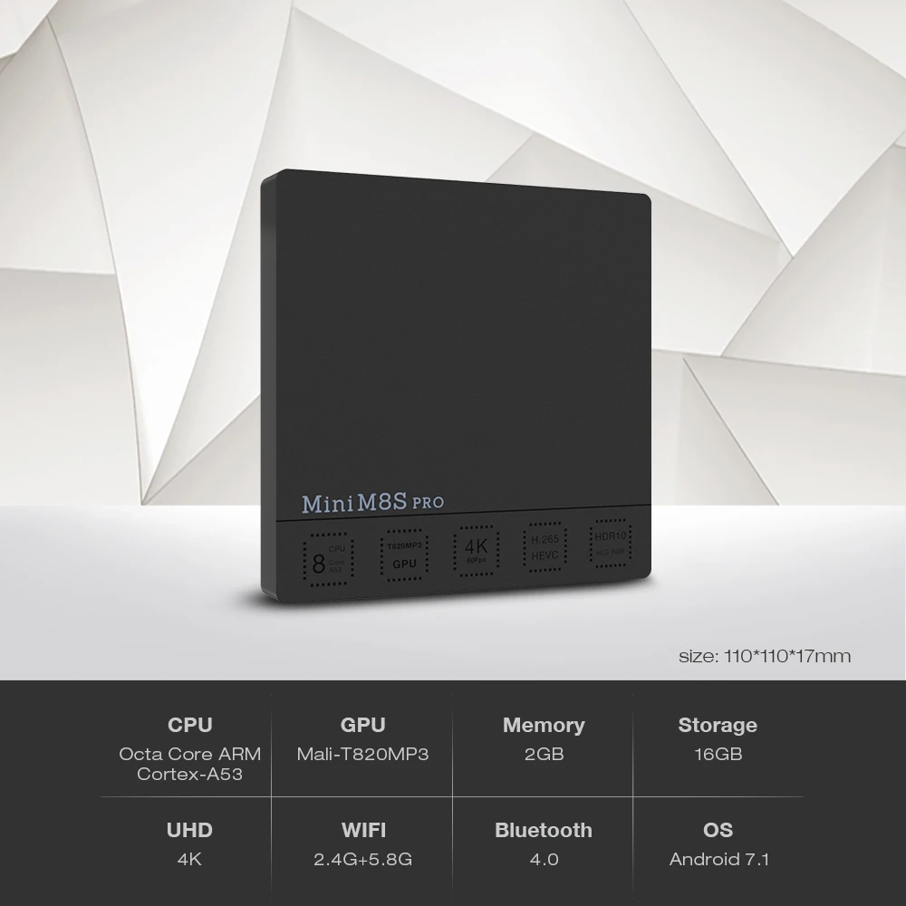 

Mini M8S Pro Box 2Gb 16Gb Amlogic S912 Octa Core 2.4/5G Wifi H.265 Set Top Box Tv 4K Mini M8S Pro 3G 32G Smart Android Tv Box