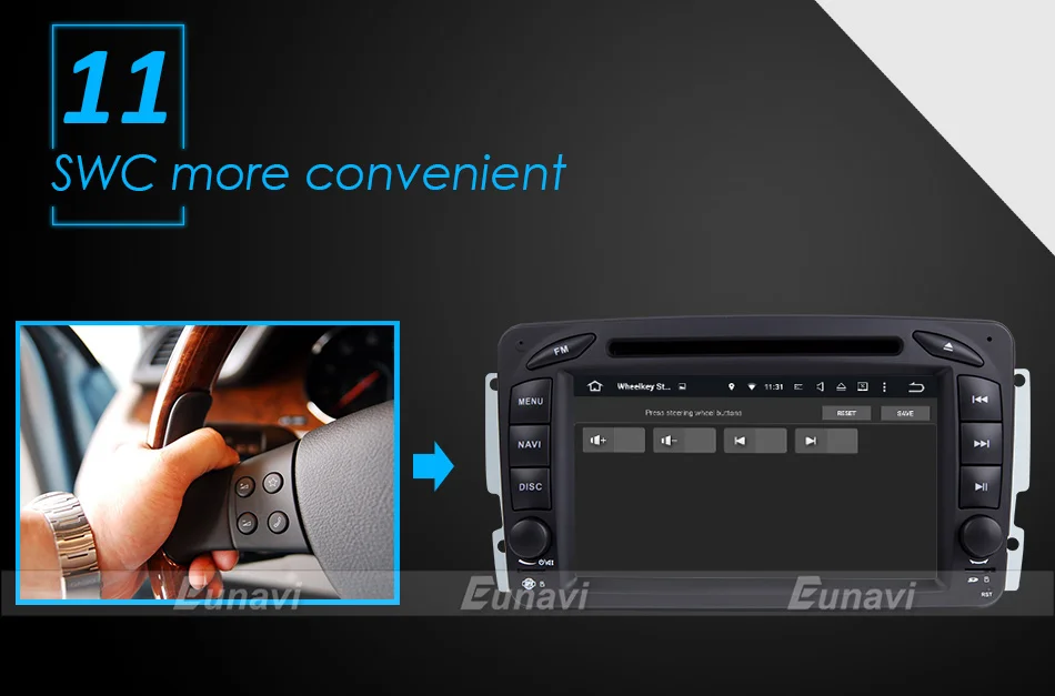 Best Eunavi 7" 2 Din Android 8.0 Car DVD Radio multimedia Player GPS Navi For Benz C-Class W203 W209 G-Class W463 A Class W168 Vito 18