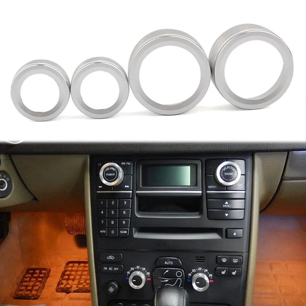

BBQ@FUKA 4pcs Car Interior Acc Air Conditioning Button Audio Control Knob Ring for Volvo XC90 2009-2014 Car Accessories Styling