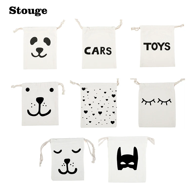Stouge 1 قطعة جميلة الكرتون تخزين أكياس الطفل ألعاب أطفال لطيف جيب الملابس المنظم البسيطة حقيبة قماش 8 أنواع