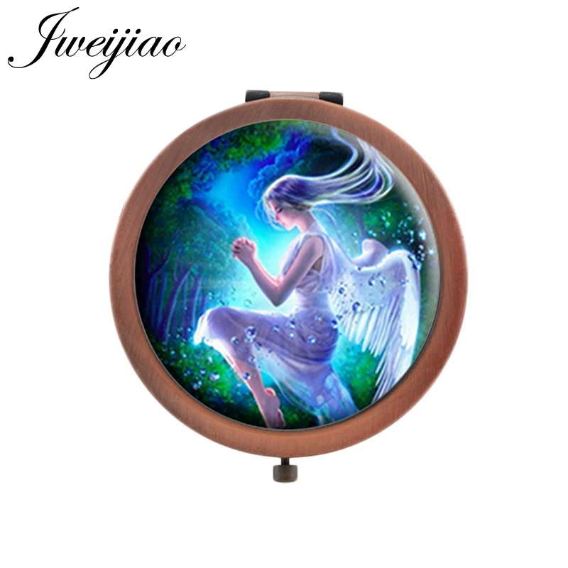 

JWEIJIAO fairy pocket mirror beautiful charm DIY Printing Pictures makeup mirrors Cartoon pretty girl Portable mirror B044