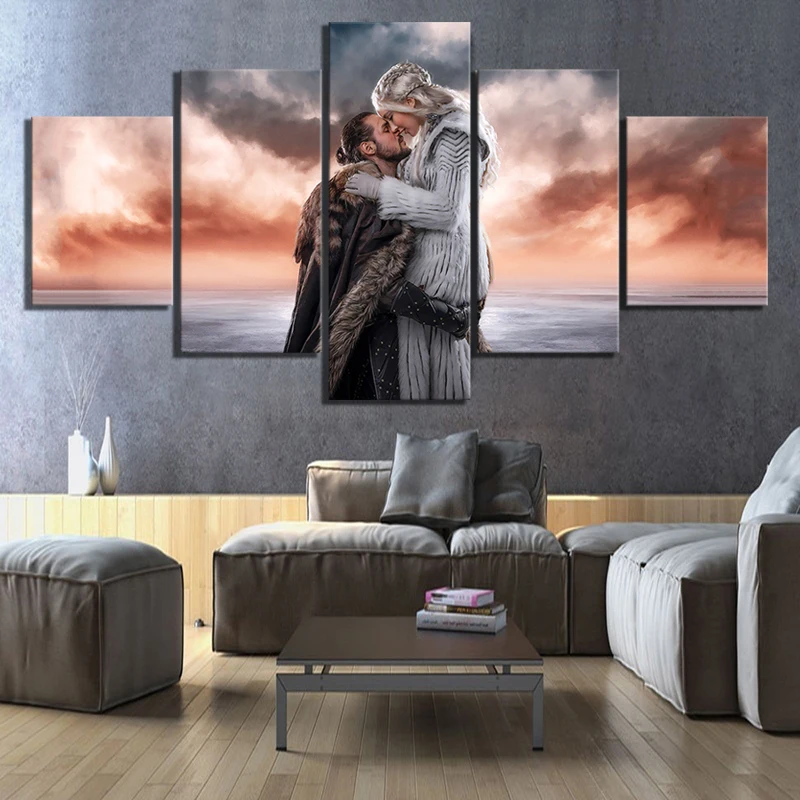 5 шт. Jon Snow and Khalessi Love косплей картинки Игра престолов кино постер холст картины