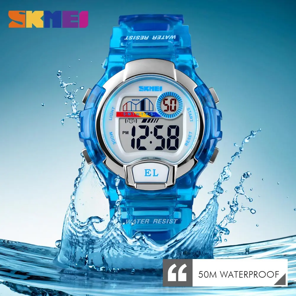 SKMEI Kids Sport Running Watch Waterproof Cute Wristwatch Children Young Boy Girl Multicolor Buckle Alarm Clock Repeater 