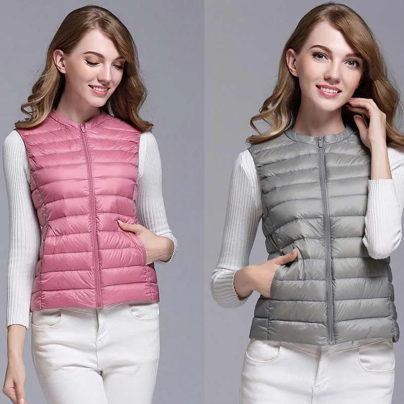 Koop Herfst Witte Eendendons vrouwen Korte Vest Jas Mouwloos Draagbare Kantoor Dame Vesten Vrouwen Jas 2019 Winter Vest Vrouwelijke