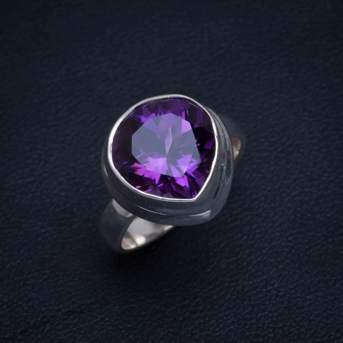 

Natural Amethyst Handmade Unique 925 Sterling Silver Ring 7.25 B1252