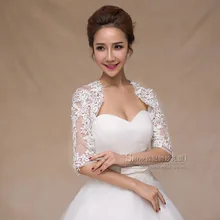 Г. Элегантные Свадебные палантины Половина рукава Вышивка Кружева Для женщин свадьбы шаль цвета слоновой кости красная накидка болеро Свадебные аксессуары LT041