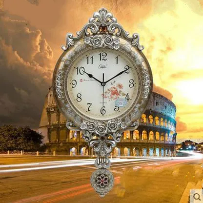  European Retro Style Swing Wall Clock Mute Quartz Living Room Bedroom Wall Clock Fashion Home Decor - 32767652513