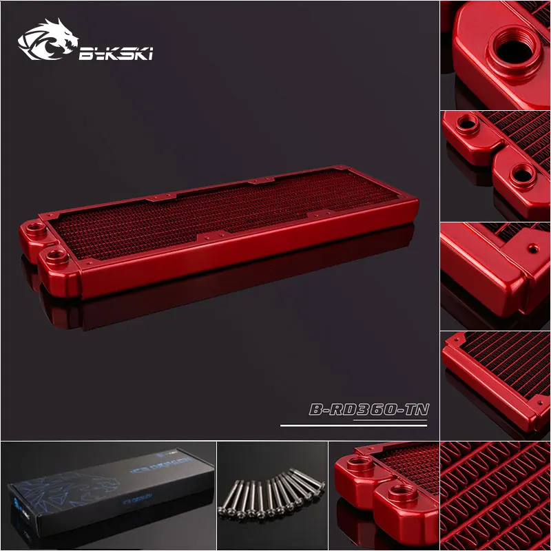 

Bykski B-RD360-TN 360mm 3 x 12cm Copper Radiator Liquid Water Cooling Red